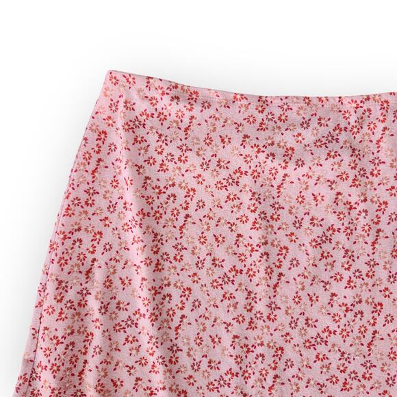 Vintage Y2K No Boundaries Pink Floral Elastic Waist Fairy Ruffle Hem Skirt M - Picture 2 of 8